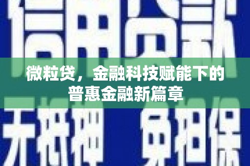 白河微粒贷，金融科技赋能下的普惠金融新篇章