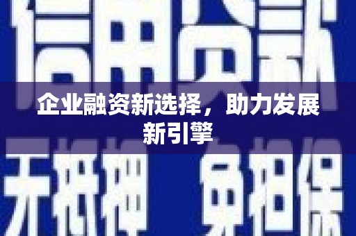 白河企业融资新选择，助力发展新引擎
