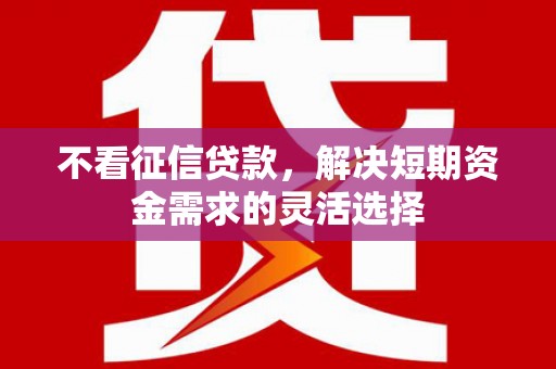 白河不看征信贷款，解决短期资金需求的灵活选择