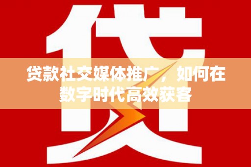 白河贷款社交媒体推广，如何在数字时代高效获客