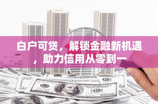白河白户可贷，解锁金融新机遇，助力信用从零到一