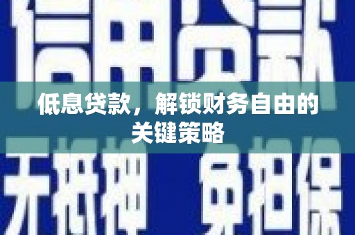 白河低息贷款，解锁财务自由的关键策略
