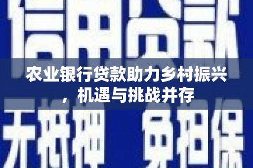 白河农业银行贷款助力乡村振兴，机遇与挑战并存